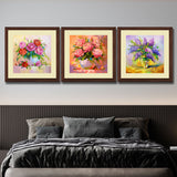 Set of 3, Vibrant Flowers in Vase Collage Wall Art Frames - BF125