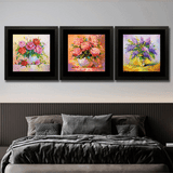Set of 3, Vibrant Flowers in Vase Collage Wall Art Frames - BF125